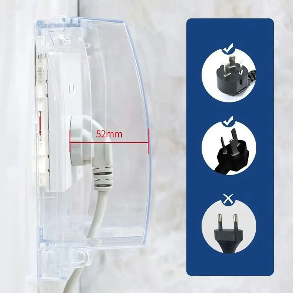 86 Tipo Presa a muro autoadesiva Scatola impermeabile Coperchio spina elettrica Presa di protezione interruttore a parete per bagno Scatola antispruzzo