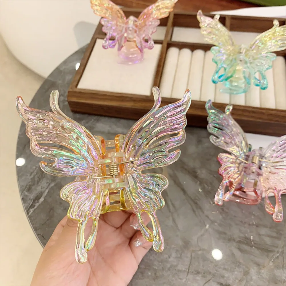 Acrylic Liquid Butterfly Hair Claw Colorful Claw Clip Butterfly Crab Clip Hair Accessories Headdress Large Shark Clip Women