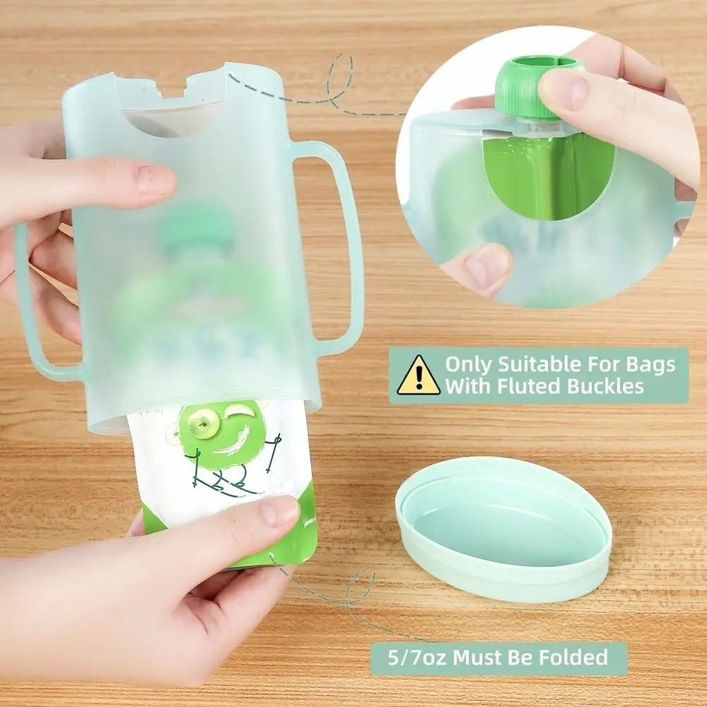 Plastic Squeeze Pouch Holder Comfortable Squeeze Proof Food Pouch Holder with Handle Reusable Drink Box Holder for Baby