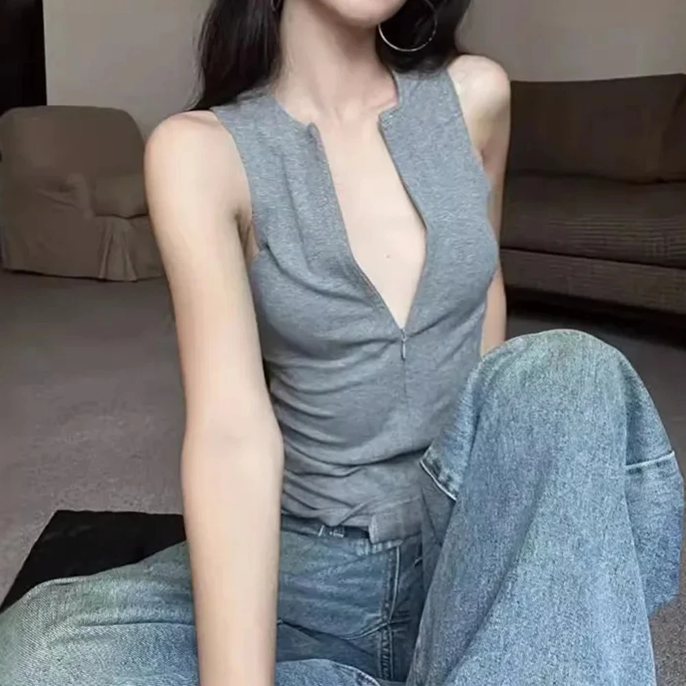 

Casual Everyday Use Gray Womens Sleeveless Vest Fashionable Summer Vest Top All Seasons Wear Daily Casual Wear