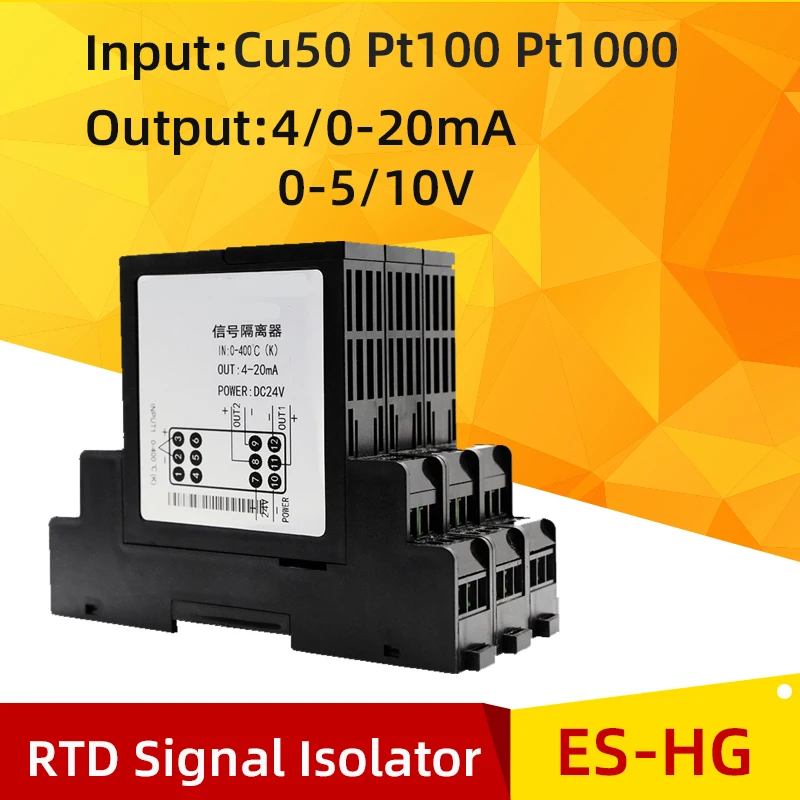 Thermal Resistance Signal Isolator PT100 PT1000 Cu50 Thermocouple Sensor 4-20mA 0-20mA 0-5V 10V Output 24V RTD Signal Transmitte