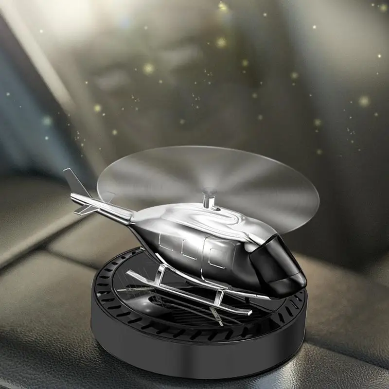 Solar Oil Diffuser Car Solar Aircraft Aromatherapy Ornaments Helicopter Rotating Aroma Diffuser With 2 Random Essentiaal Oils