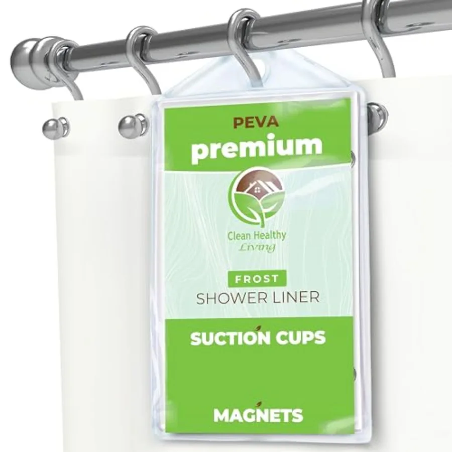 

Premium PEVA Shower Curtain Liner with Magnets and Suction Cups 96 x 71 in. Long