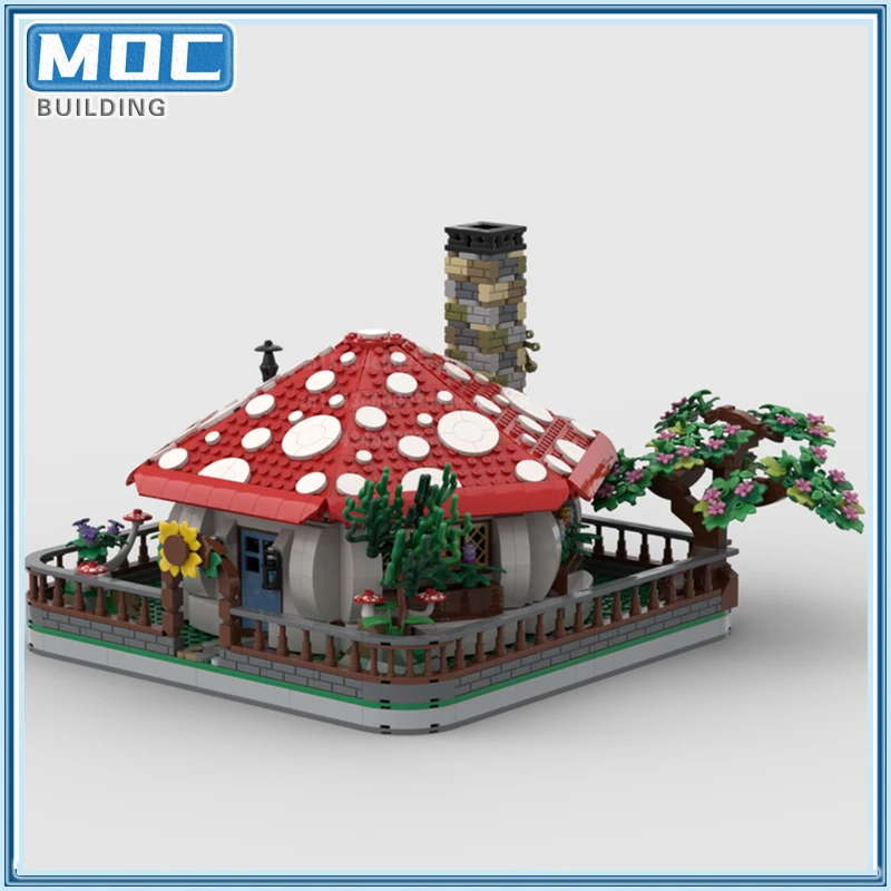 Fada fale história seris cogumelo casa moc blocos de construção halloween diy ornamento modelo coleção criativa idéia brinquedos presentes