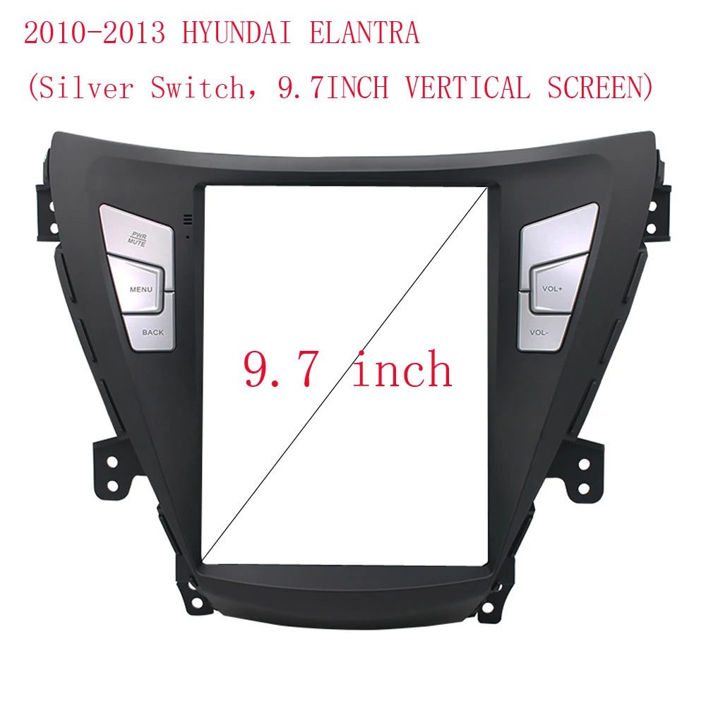 Rnnavi 2 din 9.7 polegada quadro do carro adaptador fascia para hyundai elantra 2010-2013 tesla estilo android rádio traço montagem painel kit