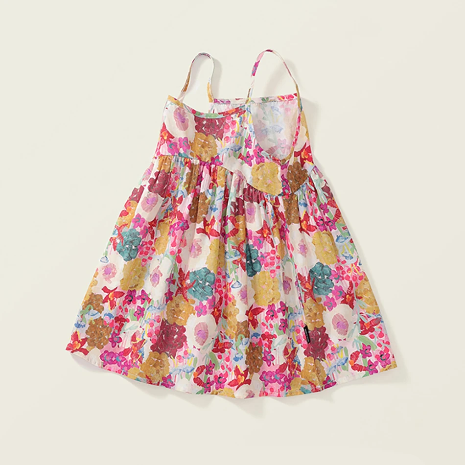 Spring Summer Fashion Hit Girls Casual Lovely Sweet Cotton Floral Dresses Straps Designed for Comfortable Style in Warm Weather