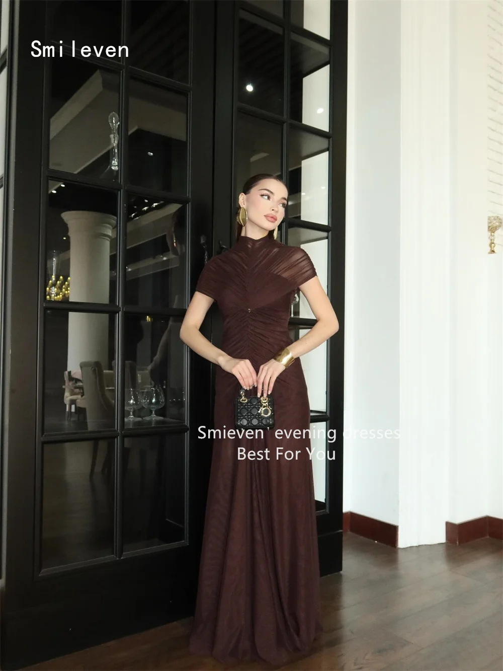 Smileven Luxury Brown Mermaid Prom Dress Scoop Evening Gowns Elegant Occasion Dress Customized 2026