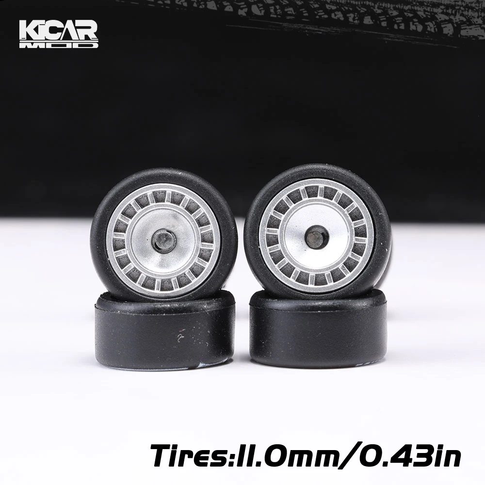 Kicarmod 1/64 Modellauto Abnehmbare Räder mit Gummireifen Umbauteile für Druckguss-Spielzeug Matchbox D:11mm 1 Set – Detail 15