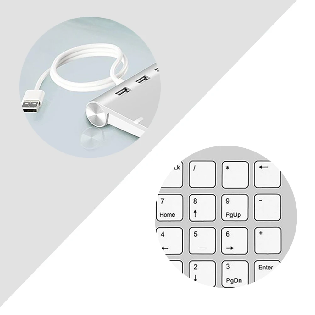 

Alloy Numeric Usb Number Pad Keypad Usb 18-Key Numpad 3 Hub Ports Plug Play For Pc Desktop Silver
