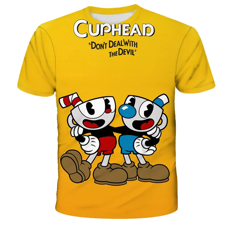 Summer T-Shirts Game Cuphead Mugman 3D Print Kids T Shirt Fashion Casual Cartoon T-Shirt Boy Girl Children's Tees Tops Clothing