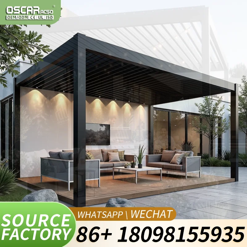 Motorized Louvered Aluminum Gazebo 3x4m Waterproof Outdoor Patio WindResistant Customizable for Backyards Gardens Patios pergola