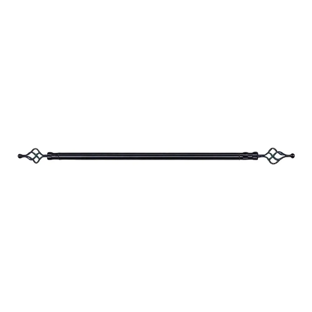Matte Black Twisted Cage Curtain Rod 100cm Length 22mm Diameter Iron Construction with Full Mounting Hardware Set