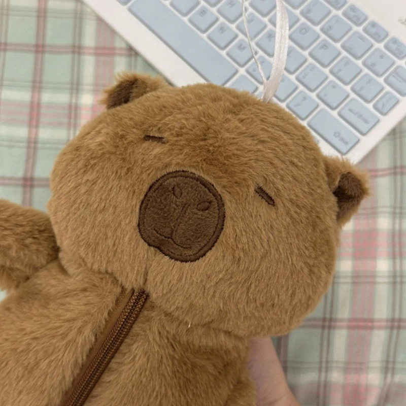 Creative Plush Capybara Pen Bag Clutch Bag Large Capacity Cartoon Pen Case Multifunctional Student Stationery Storage Bag Gift