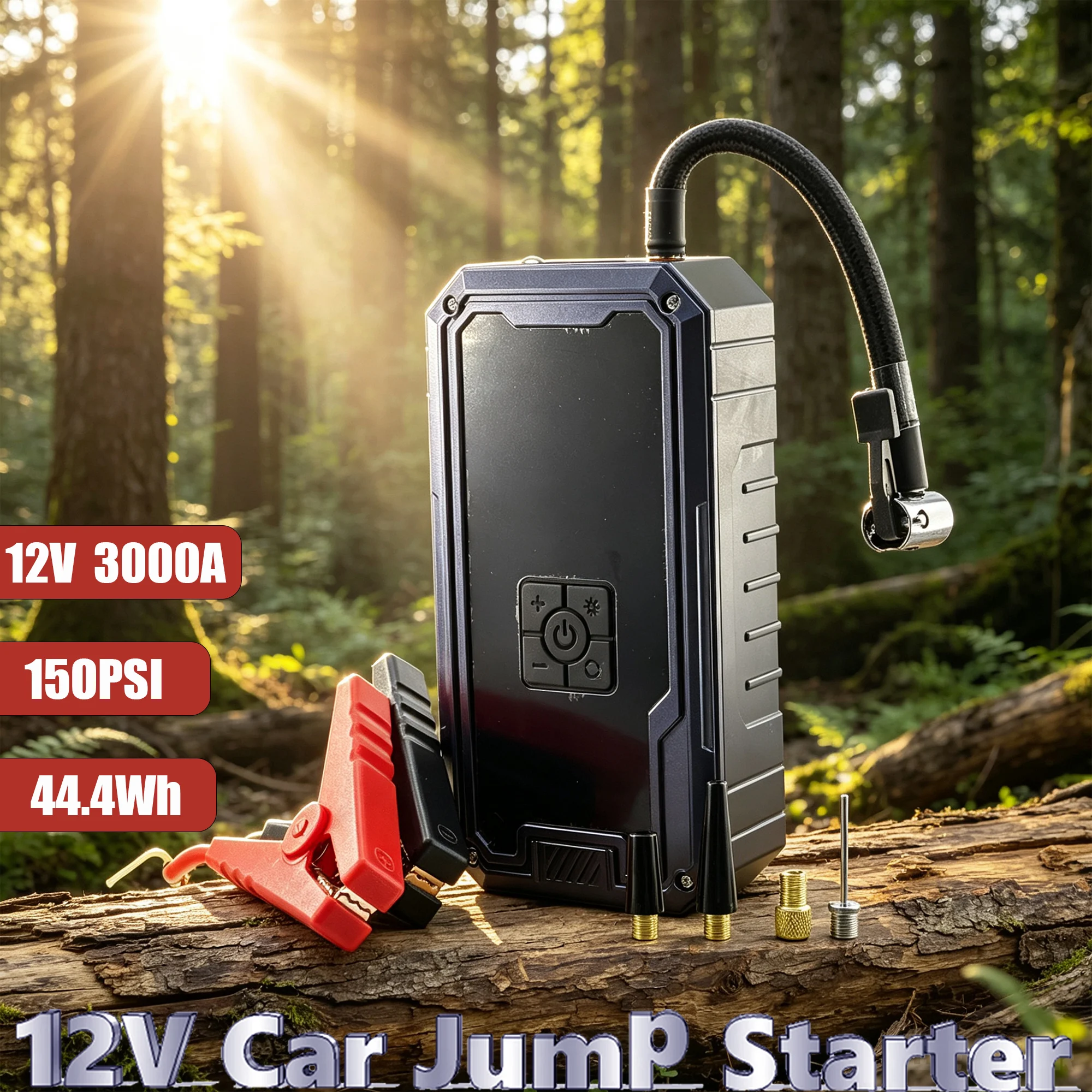 

Car Jumper Starter Battery Pack for Up to 9.0L Gas & 8.0L Diesel Engines 12V Portable Jump Box with Flashlight and Jumper Cable