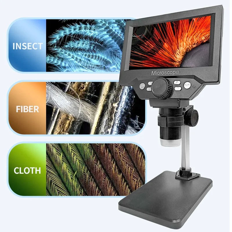 5. 5-calowy mikroskop cyfrowy LCD 50X -1000X powiฤkszenie z 8 ajustalnymi lampkami LED, mikroskop USB do okien/macosรณw