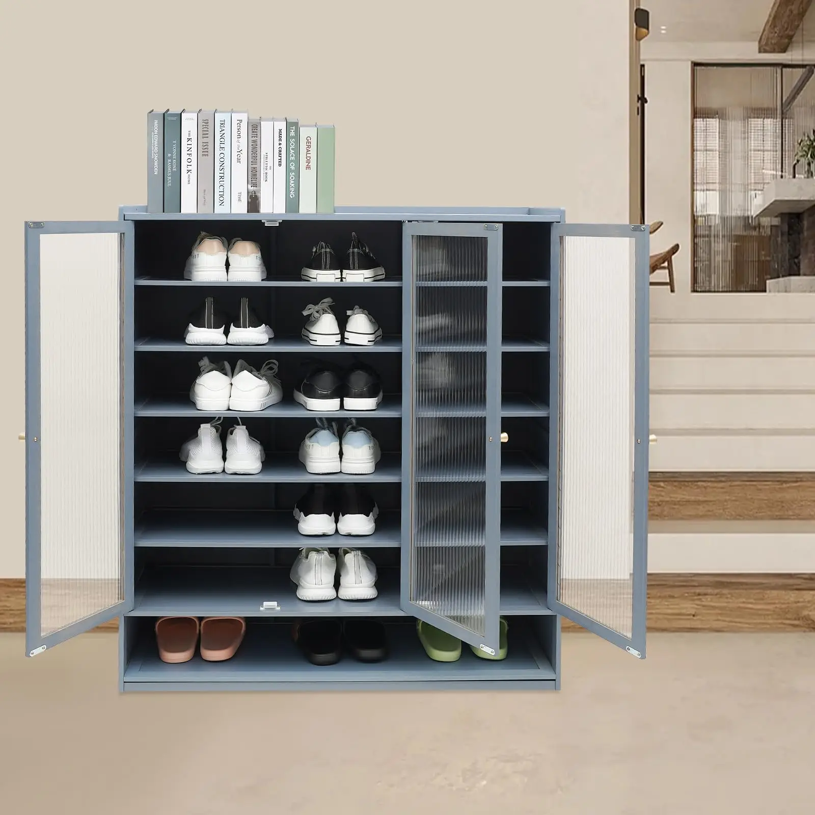 Шкаф для хранения обуви, 7-уровневая бамбуковая отдельно стоящая полка для обуви с дверью, современный органайзер для обуви в прихожей, шкаф для прихожей, дома Apar