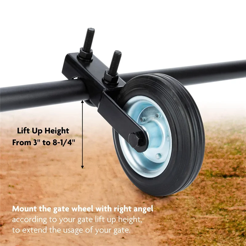 6 Inch Gate Wheel Gate Caster Kit Heavy Duty Gate Helper Wheel Gate Support Wheel For Chain Link Fence Swing Gate, Durable Black