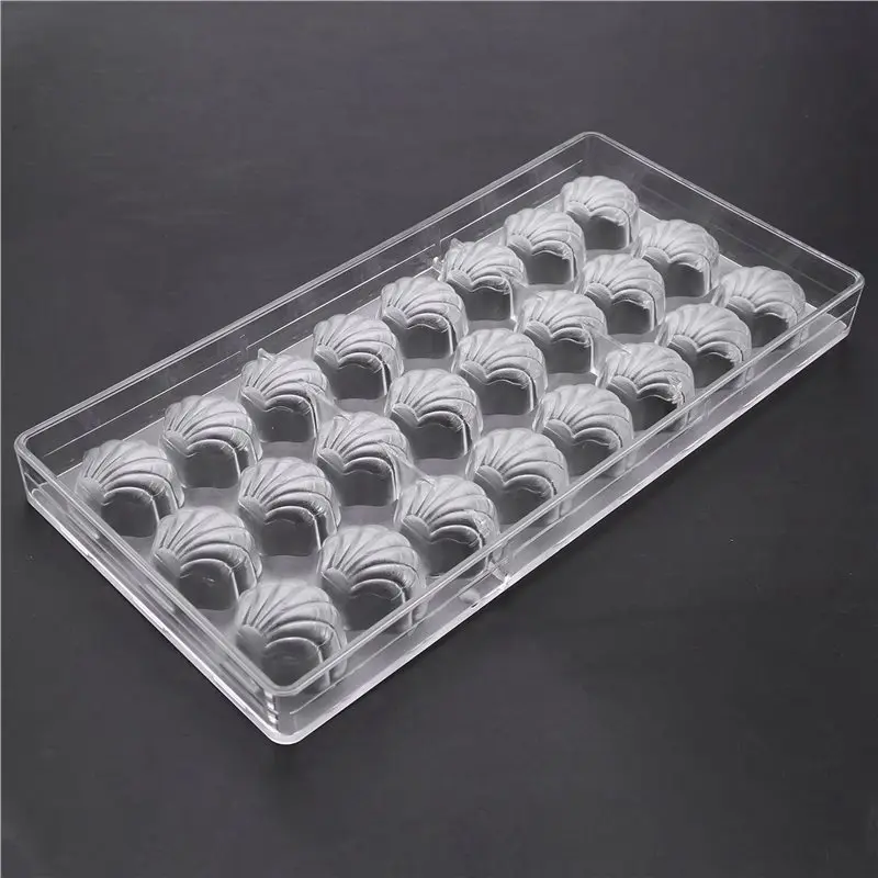 B50C 6X شل شكل قالب الشوكولاته الصلبة 3D البحر شل البولي كربونات واضح الجليد هلام قالب الحلوى #5