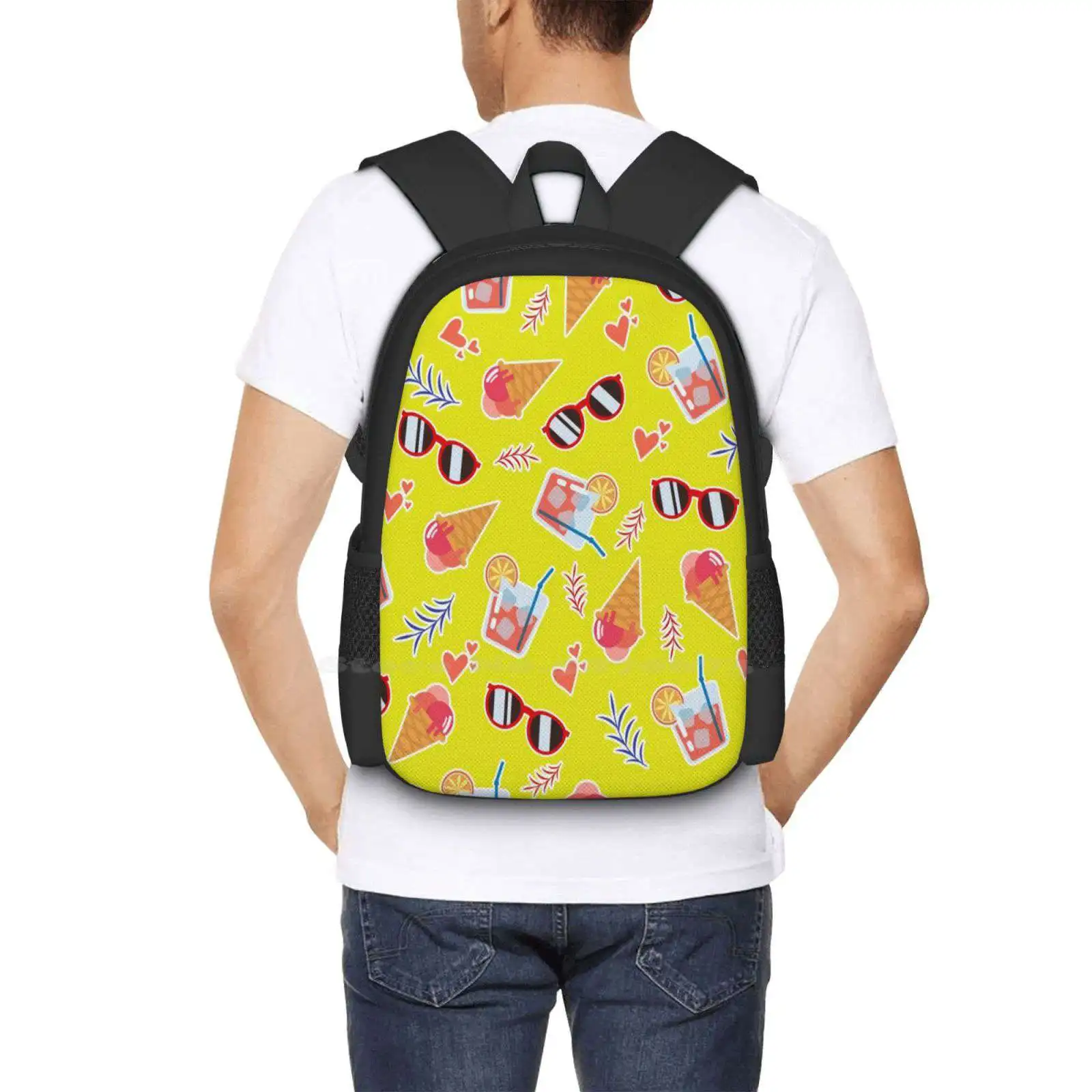 Mochila Padrão Cores Brilhantes, Venda quente Mochila, Sacos de moda para férias, Feliz feriado de verão, Cores brilhantes