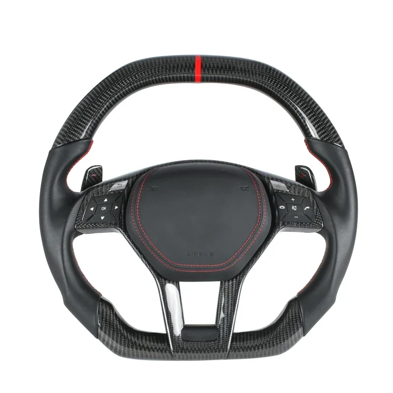 100% Real Carbon Fiber+ Leather Steering Wheel For Mercedes-benz GLC GLE450 C63 C450 E63 W176 W204 W205 W213 A250 AMG Sport Etc