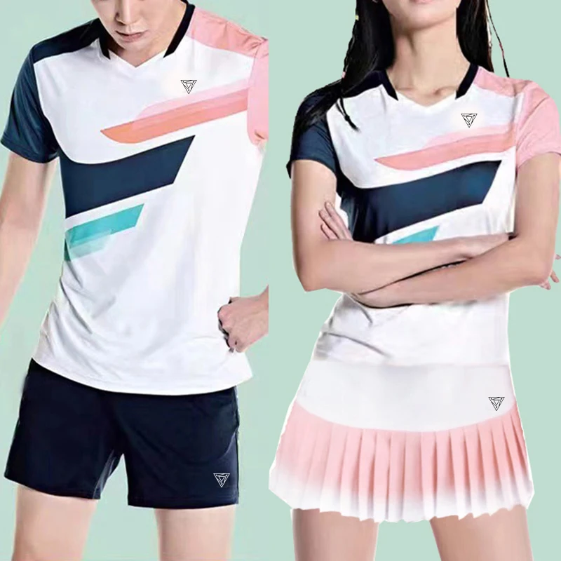 The new badminton clothing suit women\'s sports quick-drying breathable short-sleeved shorts men\'s competition clothing