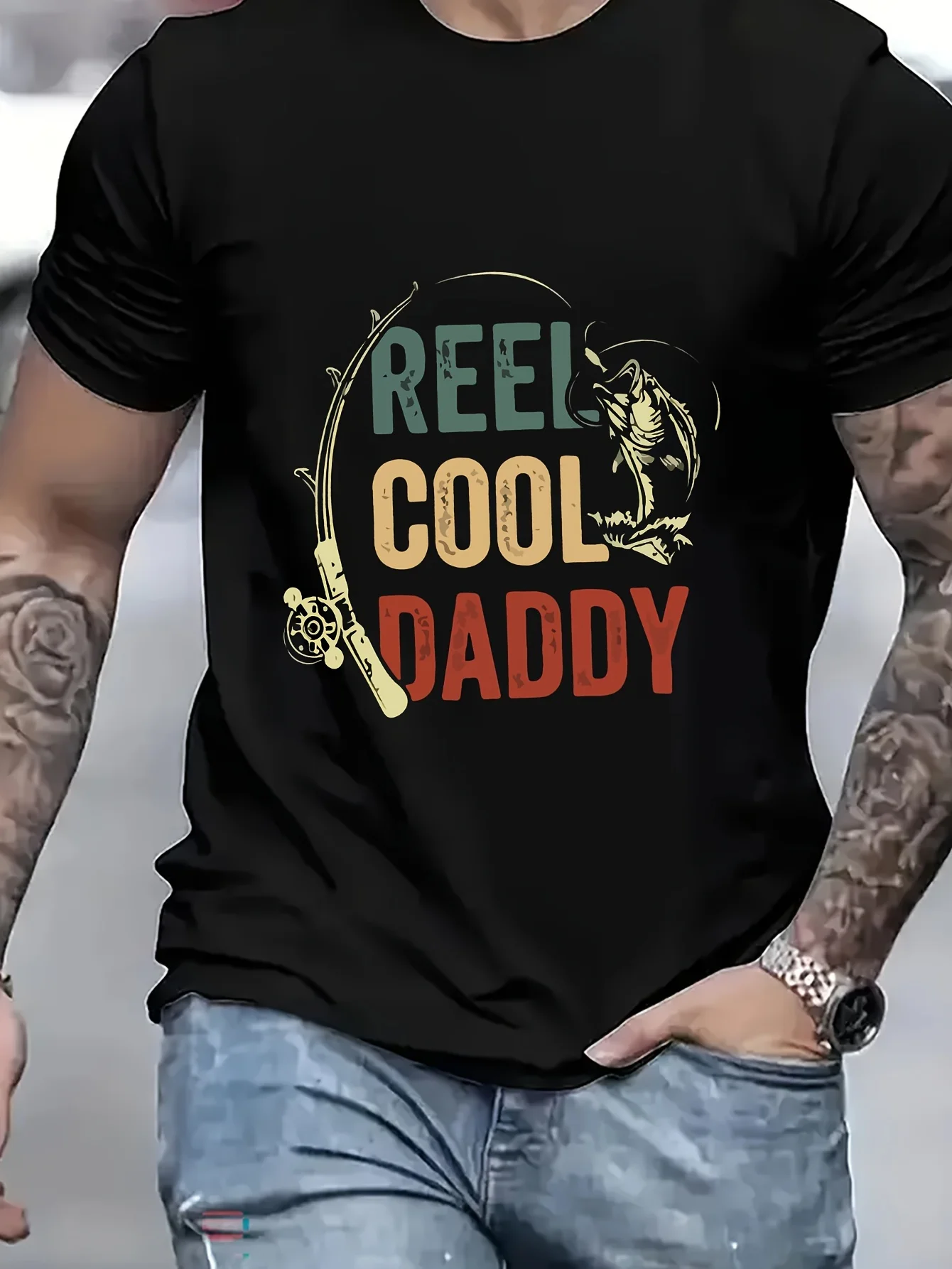 Summer Casual cotton Streetwear Tops Reel Cool DaddyMen's Front Printed T-Shirt 100% Cotton Graphic T-Shirt fashion summer new