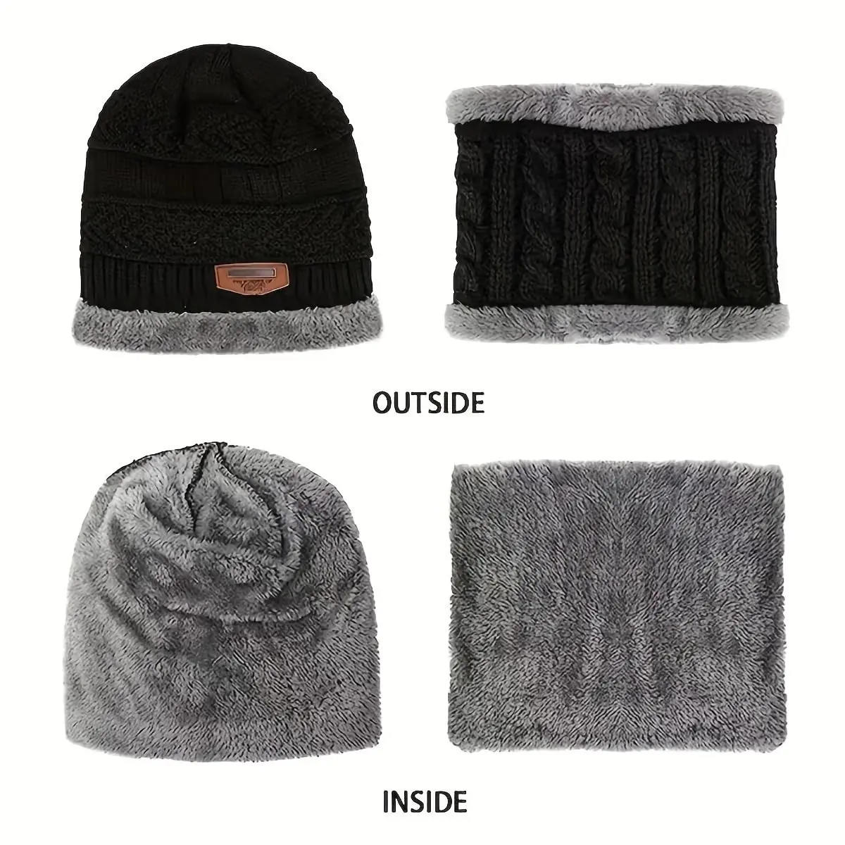 مجموعة قبعة شتوية للرقبة - إكسسوارات خارجية مرنة مريحة