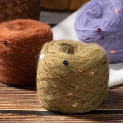 100g/set Mohair Yarn with Sequins for Knitting Sweater Scarf Hat Shawl Coat Diy Soft Comfortable Fluffy Warm Thread White Green