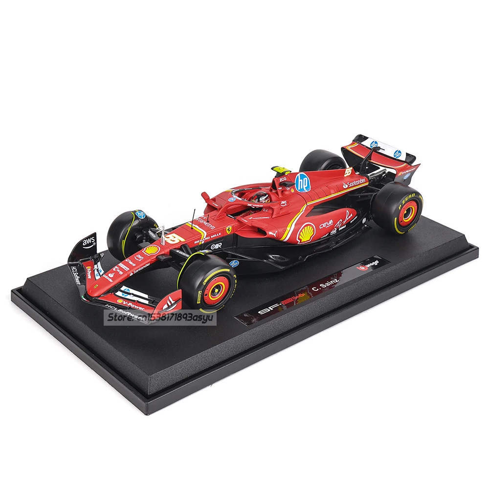 Bburago-Modèle de voiture de course en alliage, Collection de jouets de simulation, 1:18, F1 Ferrari SF24 #16 Leclerc #55 Carlos Sainz, 2024