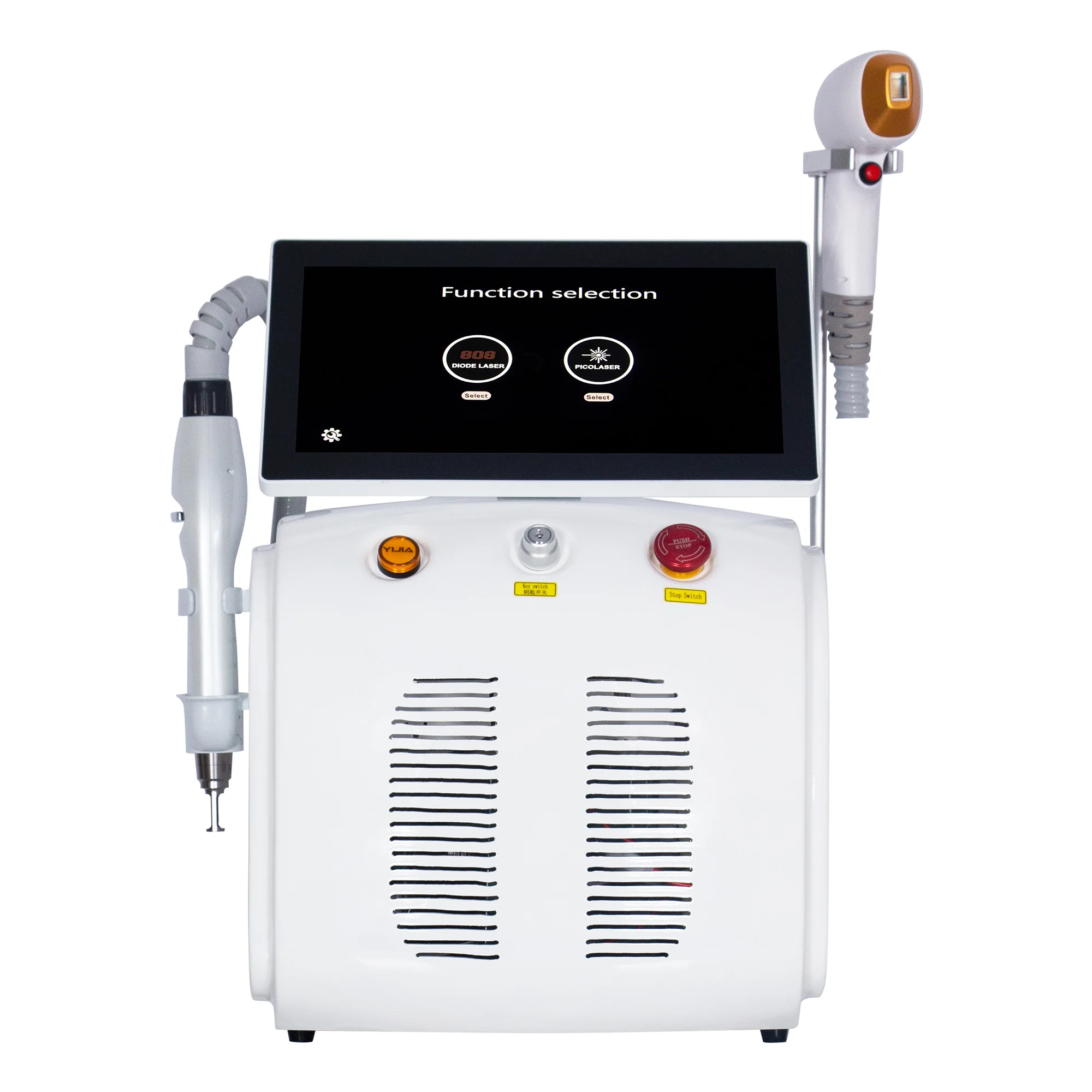 2 IN1 ไดโอดและ Picosecond 808NM เครื่องกําจัดขน 3 ความยาวคลื่น Tattoo Removal เครื่องกําจัดขน 755nm 808nm 1064nm