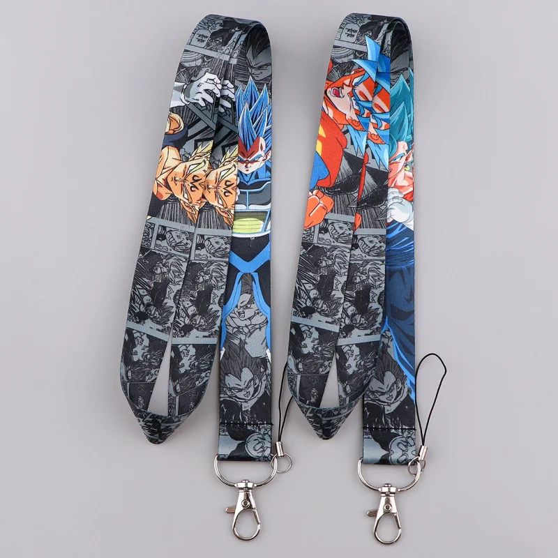 학생용 애니메이션 드래곤볼 랜야드 키 체인, ID 카드 커버, 여권 배지 거치대 키 링, 블랙 넥 스트랩 액세서리 선물
