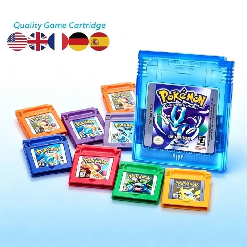 # 28 verschiedene Pokémon-Karten: Rot, Blau, Kristall, Golden, Grün, Silber, Gelb, GBC-Spielkarte, 16-Bit-Videospielkassette, Konsolenkarte für GB/SP
