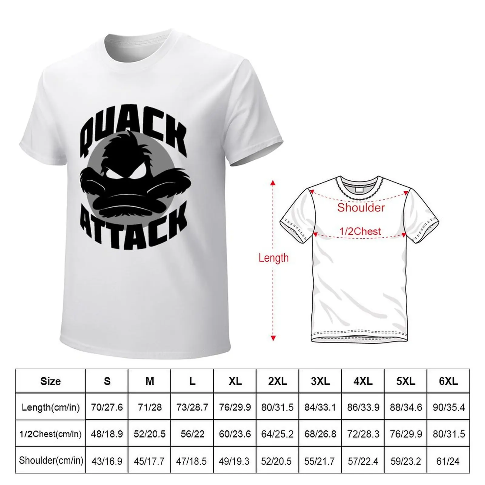 Quack Attack T-Shirt sweat anime clothes vintage summer top Men's cotton t-shirt