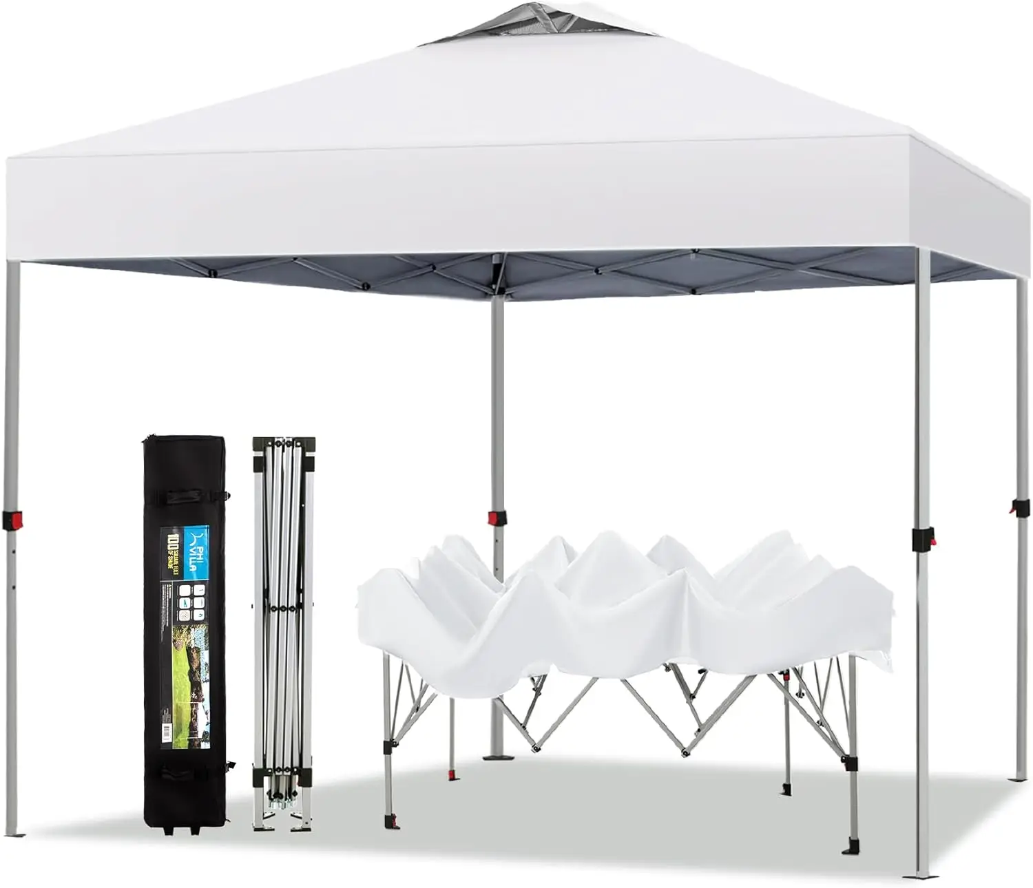 

10x10 Pop Up Canopy Tent Easy Outdoor Sun Shade for Events Party Tent, 100 Sq. Ft of Shade, White