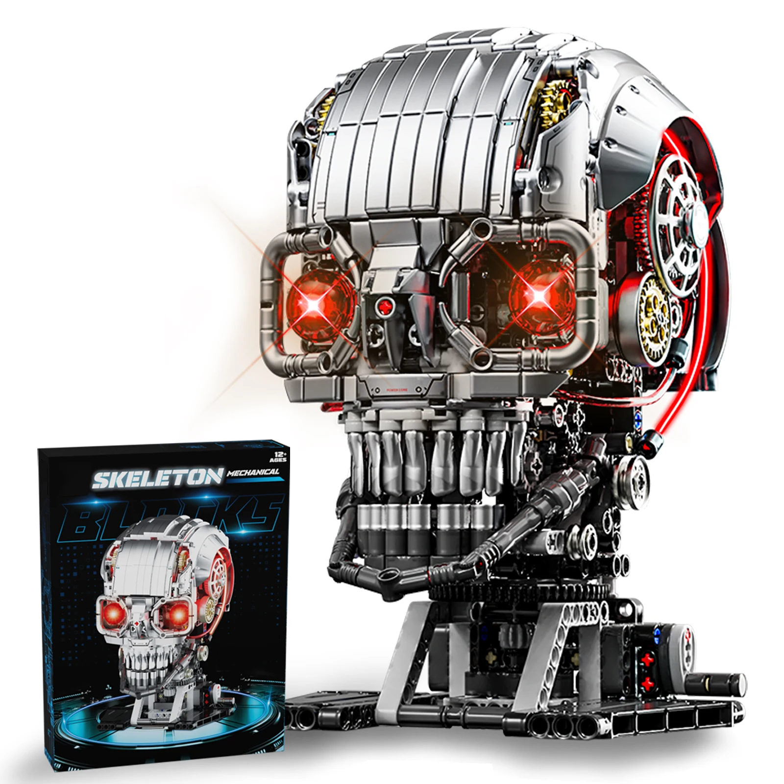 Steampunk-style Animal Building Blocks Featuring Articulated Skeleton Joints with Light-up Functionality Ideal for Tabletop Di
