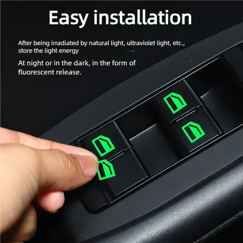 18Pcs/set Car Function Button Switch Button Fluorescent Car Stickers Waterproof Wear-resistant Car Interior Decoration Stickers