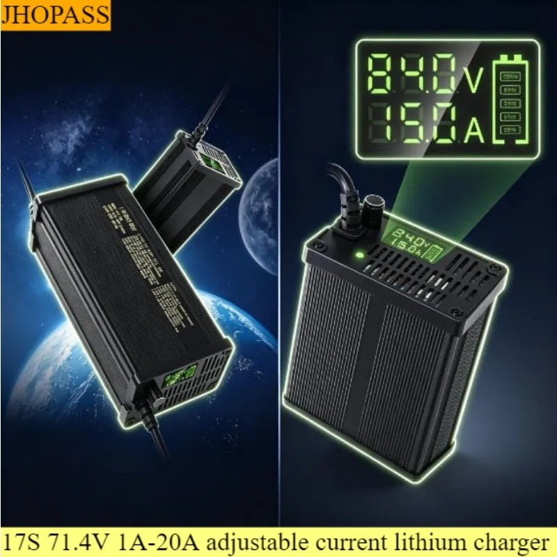 

Smart 17S Adjustable Current 71.4V 1A to 20A LCD 220V Li-ion LiFePO4 Lithium Charger Forklift Truck Floor Scrubber UK EU AU Plug