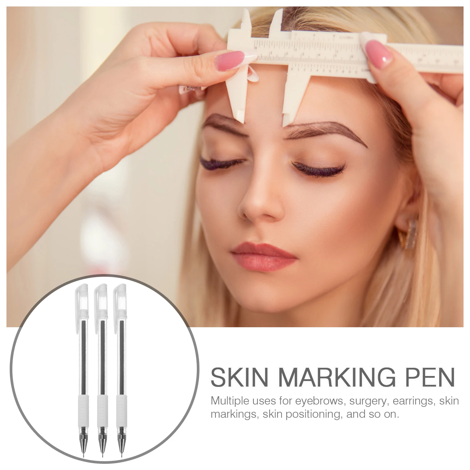 

Набор из 3 водостойких маркеров с толстым наконечником для татуажа кожи, позиционирования бровей, инструмент для микроблейдинга