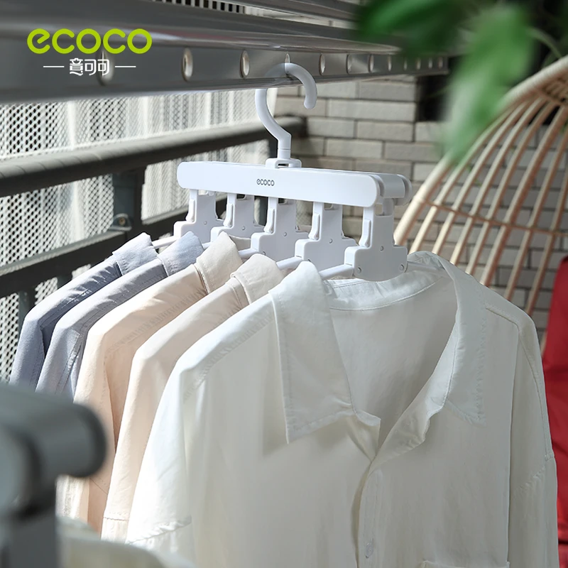 ECOCO Foldable Clothes Hanger Space Saver Storage Clothes Hanging Pant Rack Tie Shelf Dress Neat Hanger Wardrobe Accessories Set