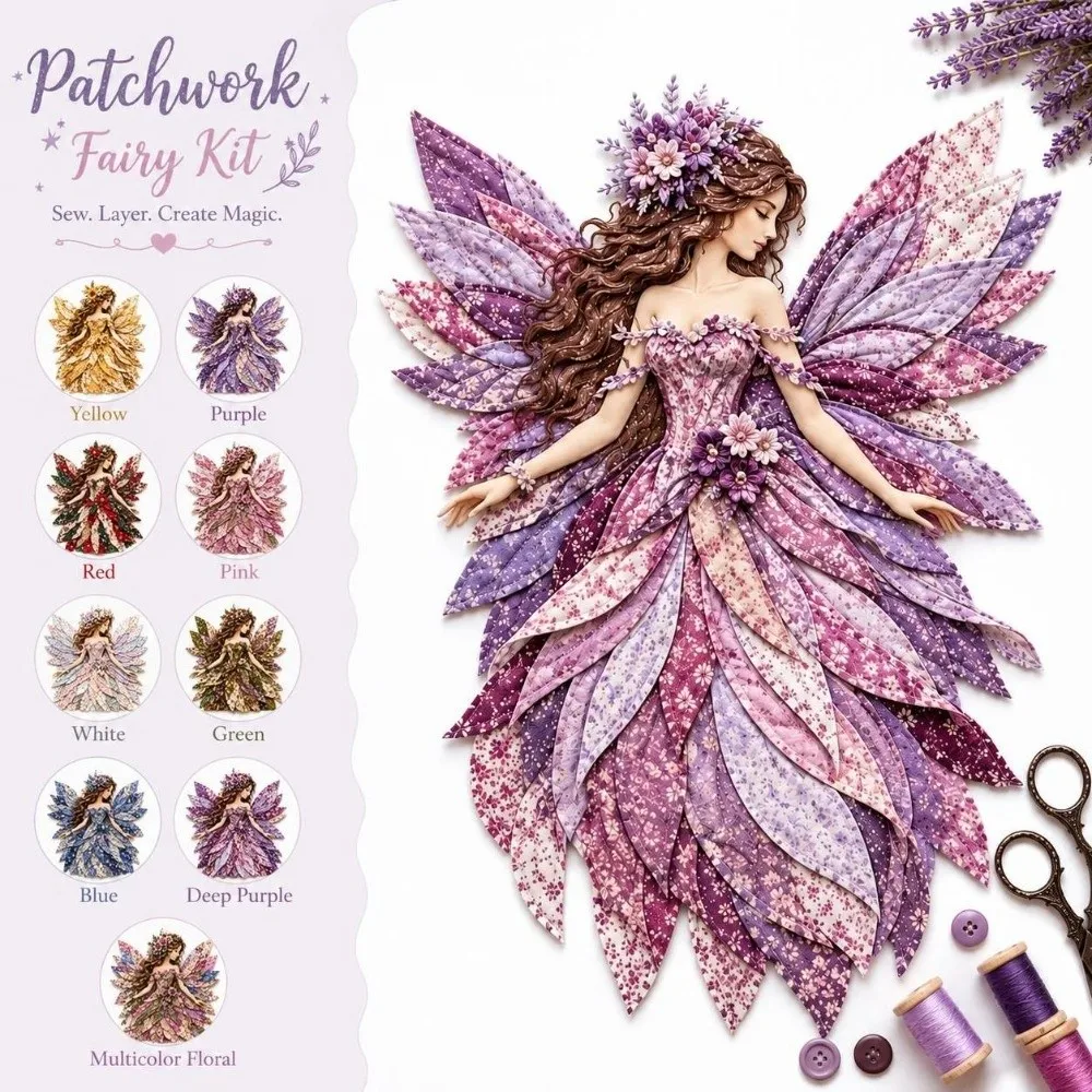 Handmade Patchwork Fairy Kit Step By Step Guide Stuffing Included Fairy Sewing Kit Buttons Included Pre Cut Fabric