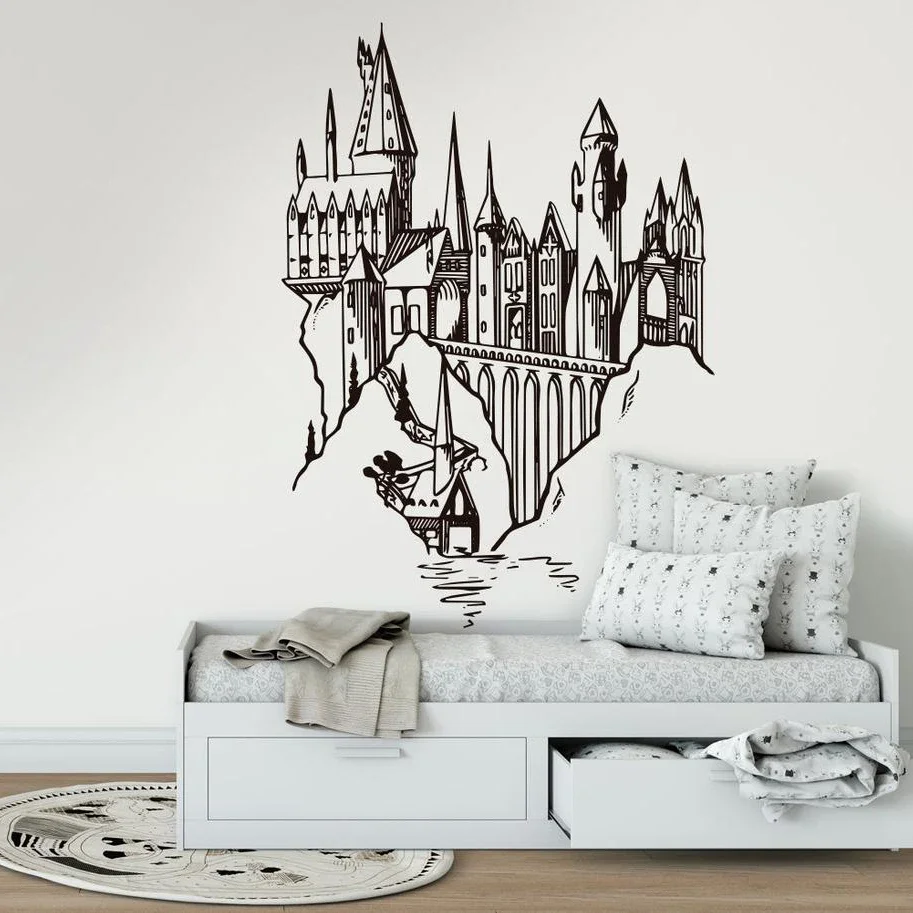 Wizard School Wall Decals Magic Wizards Nursery Wall Stickers Kids Room Wall Decor Art Home Decoration Gift Vinyl Decals B330