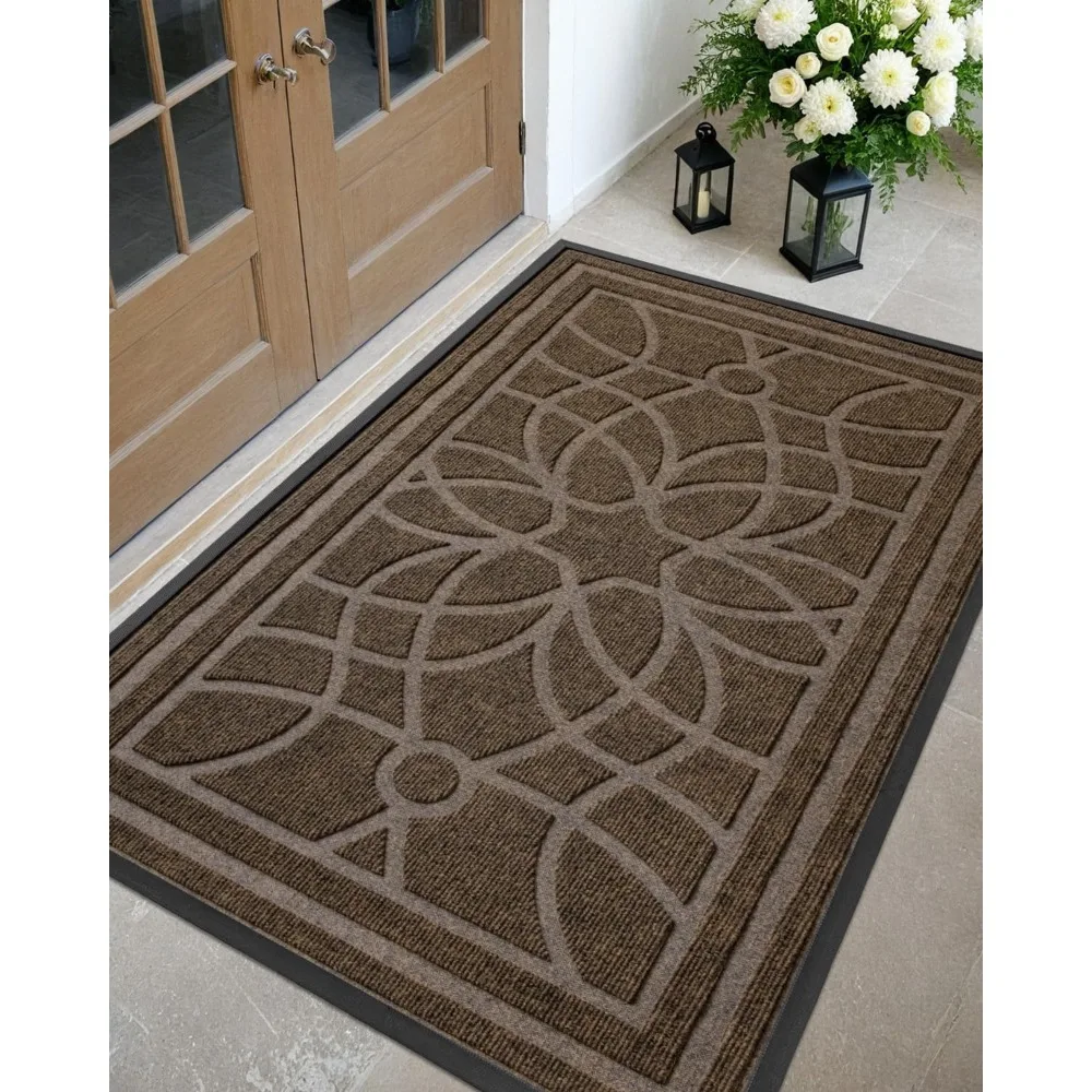 

Front Door Mat Outside Entrance, Heavy Duty Non Slip Low Profile Doormat for Entryway, Trap Dirt and Moisture Welcome Mats