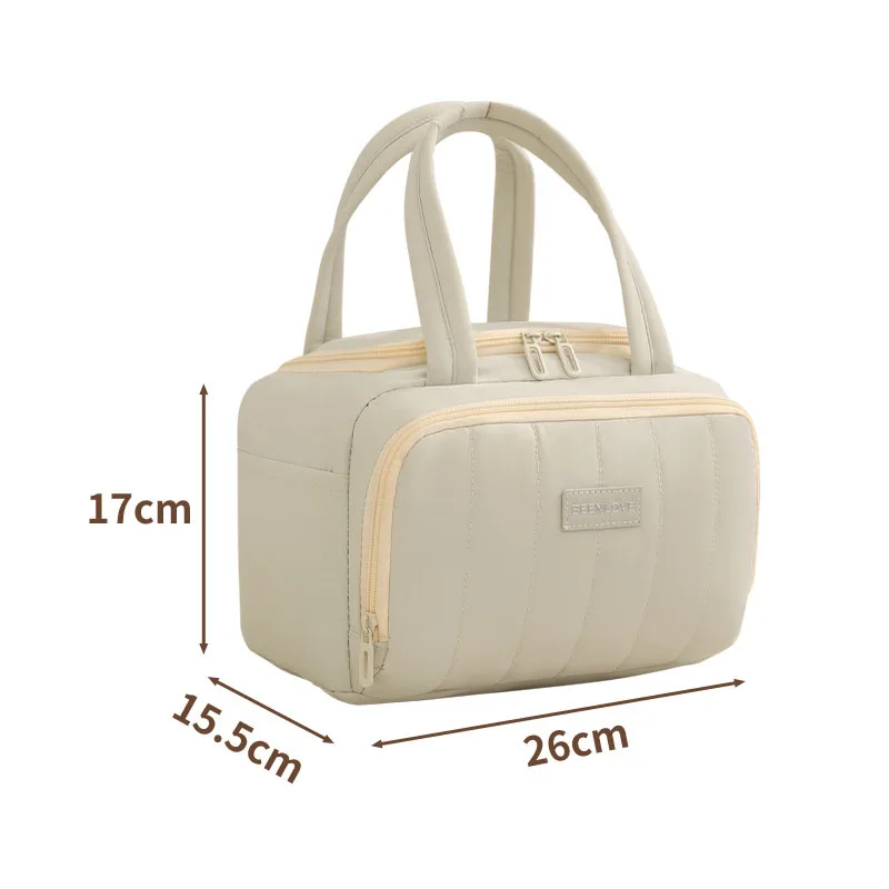 Hot Polyester Thermal Bag Double Pocket Lunch Bags Large Capacity Students Meals Thick Aluminum Foil Portable Insulated Box