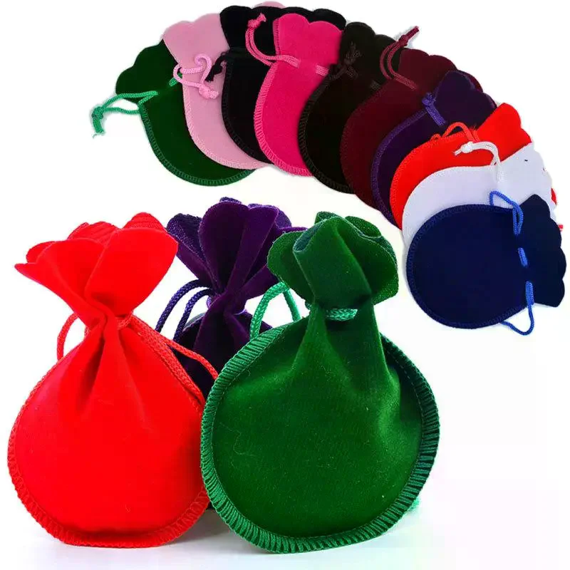 Gourd-Shaped Velvet Gifts Bags Colorful Drawstring Jewelry Bags Storage Pouches For Wedding Christmas Party Gifts Packaging Bags