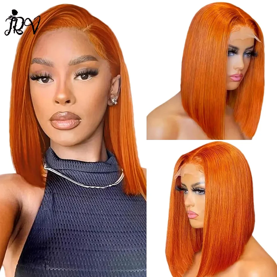 

350 Orange Bob Wig Human Hair Lace Front Wigs 13x4 HD Short Glueless Frontal Pre Plucked 180% Density,for Black Women