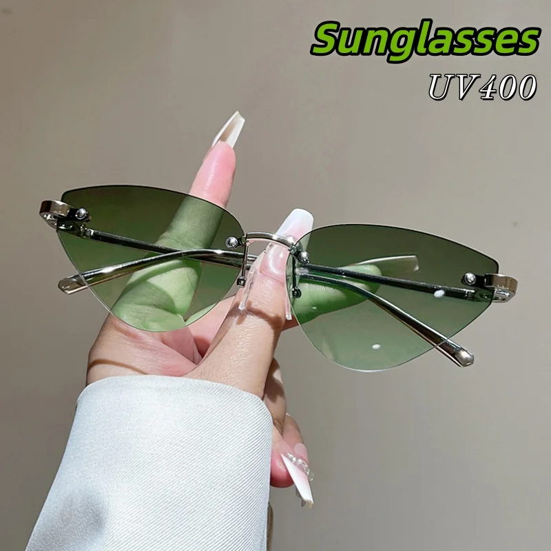 

High-end Triangular Cut Edge Frameless Sunglasses Woman 2026 Trendy and Personalized UV-protective UV400 Shades Glasses