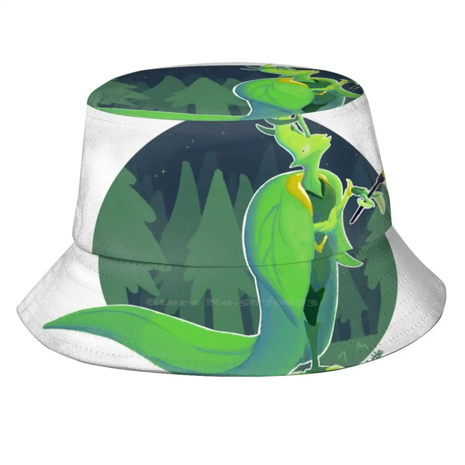 Hope Esperanza The Katydid Uv Protection Foldable Bucket Hats Women Men Bug Katydid Green Forest Fancy Oc Original Character