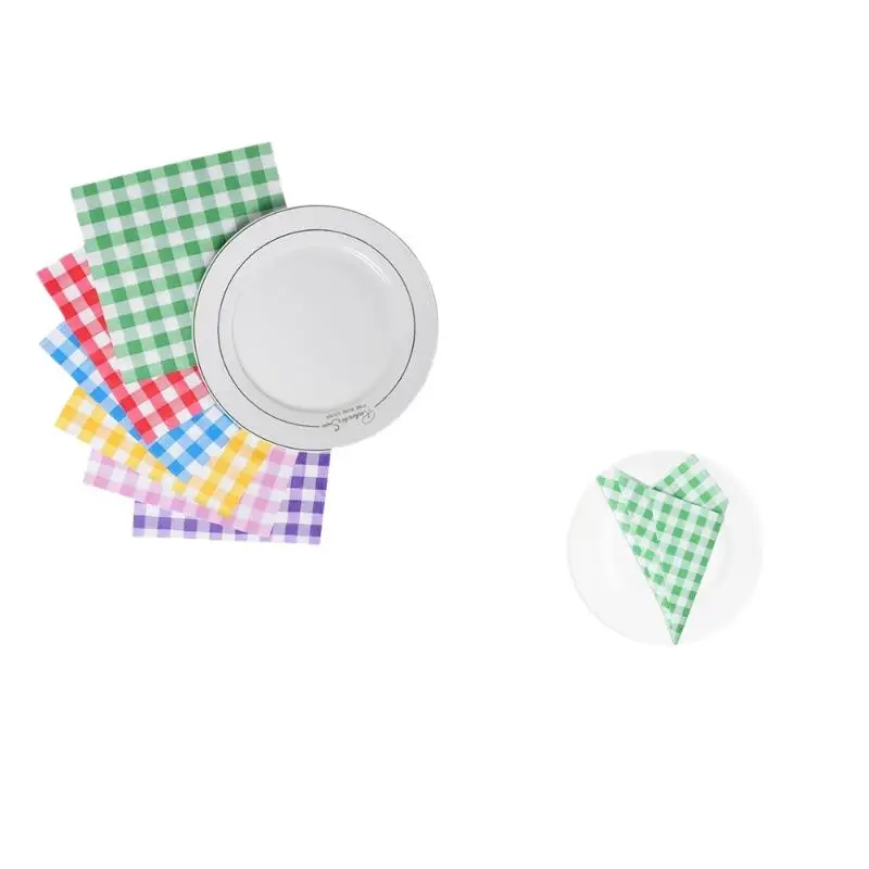 20 Blatt bunte Gingham-Einweg-Papierservietten, weich und saugfähig, für Picknicks, Geburtstage, Hochzeiten, Feiertage und Tischdekorationen – Detail 6