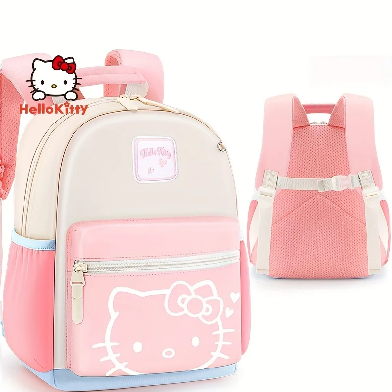 Sanrio-mochila impermeable de gran capacidad con dibujos animados para niños, mochila con forro de poliéster, Hello Kitty, Kuromi Melody, Kawayi