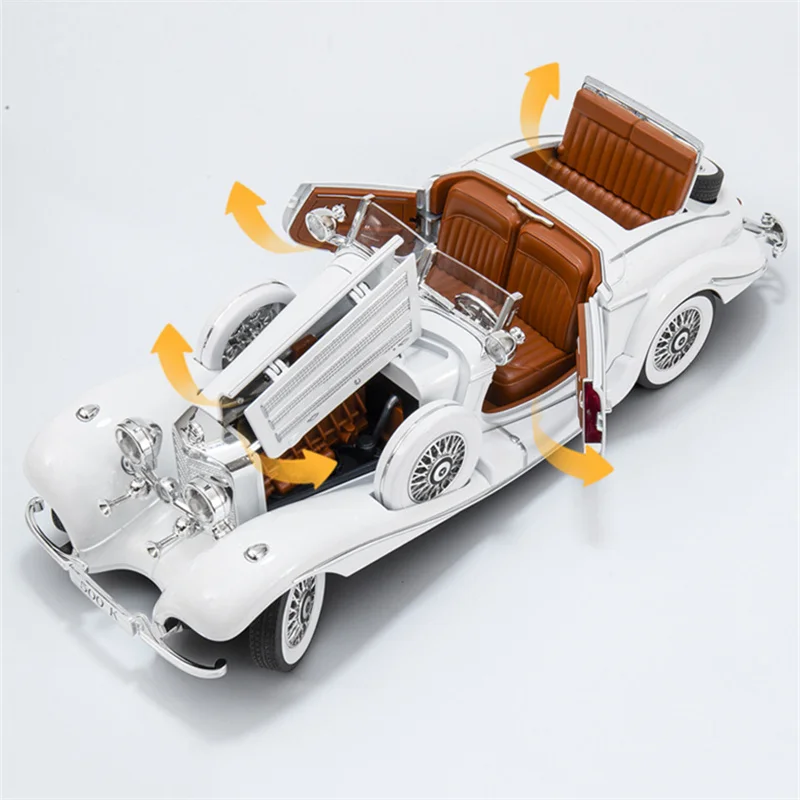 1:18 1936 500K Lega Vecchio Modello di Auto Fonde Sotto Pressione In Metallo Classico Retro Veicoli Modello di Auto Alta Simulazione Suono e Luce Giocattolo Per Bambini Regalo